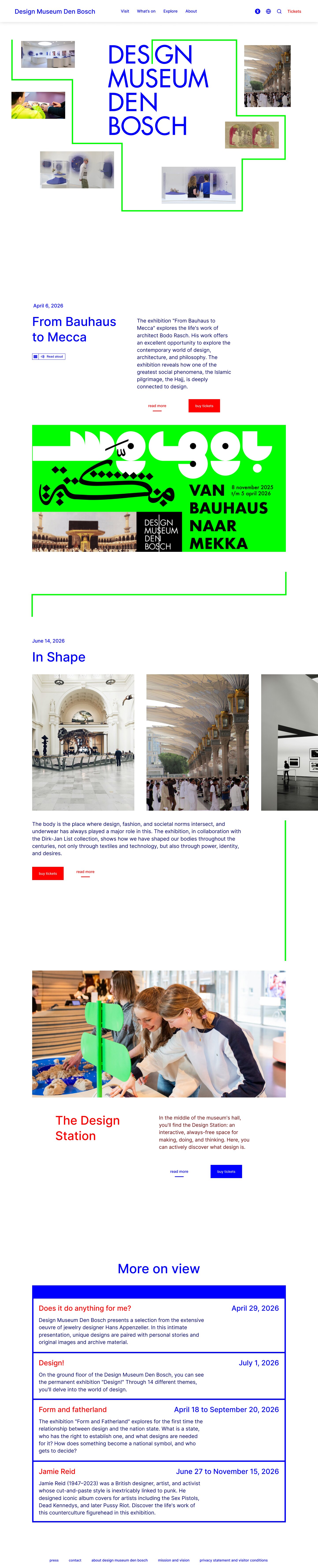 The redesigned home page